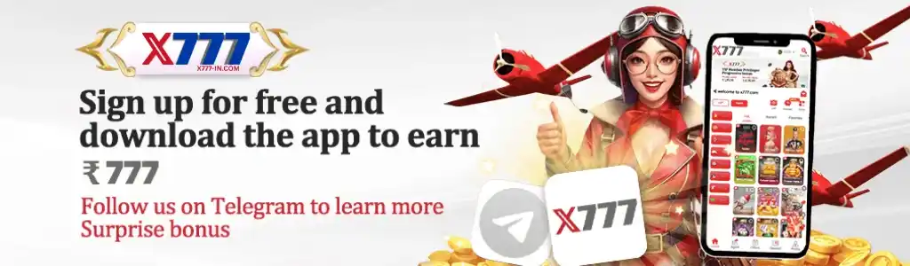 X777 promotional banner.